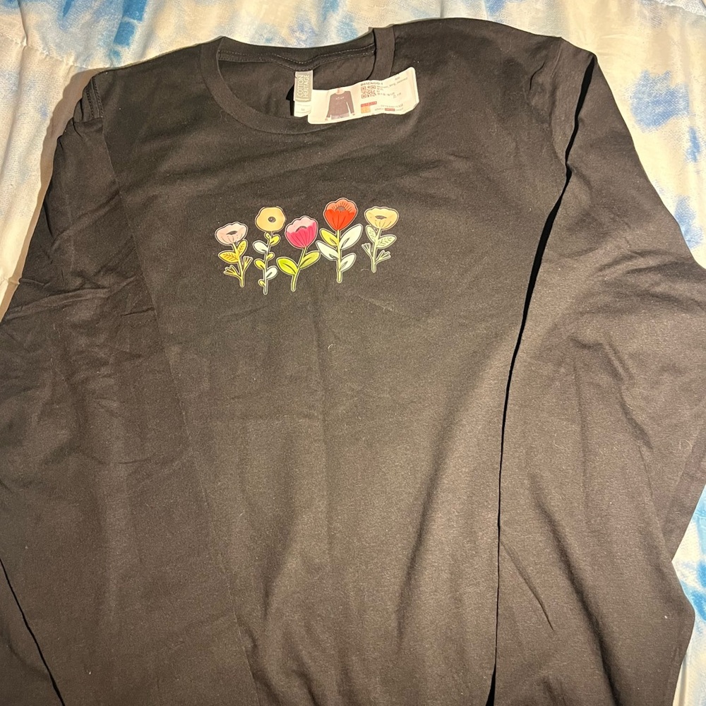 Black Long Sleeve Shirt with Floral image